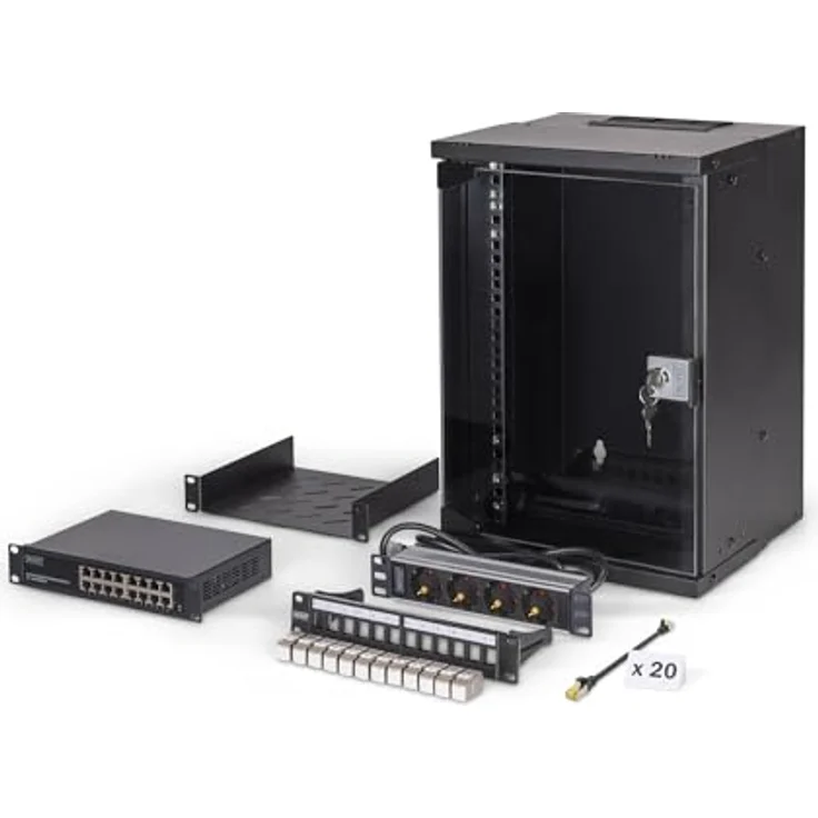 Digitus 10" SOHO PRO Netzwerk-Set, 9HE Wandgehäuse mit Zubehör, Serverschrank in Schwarz – Bild 6