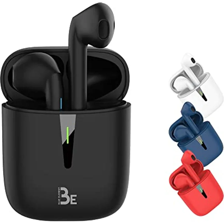 BE Pop Bluetooth 5.1 TWS – 3D-Stereo-Headset (kabellos, Akkulaufzeit 12 Stunden, LED-Aufladebox, einfach zu verbinden, integriertes Mikrofon, leicht und bequem für iPhone/Android (Weiß)