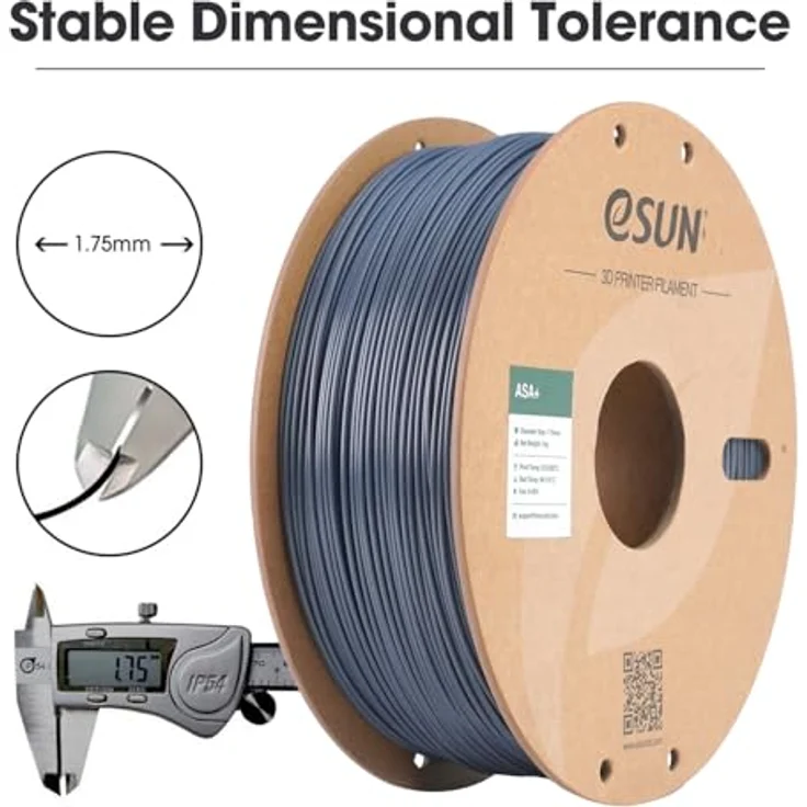 eSUN ASA+ Filament 1.75mm, Wetterbeständiges 3D Druckmaterial mit hoher Zwischenschichtfestigkeit, 1KG Spule, Grau – Bild 3