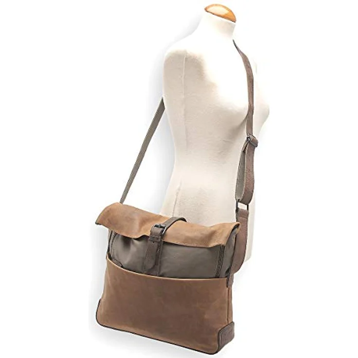 Harold's Umhängetasche Twister 2706, Kuriertasche M für Laptops bis 31x26x2 cm, pflanzlich gegerbtes Rindleder, braun – Bild 4