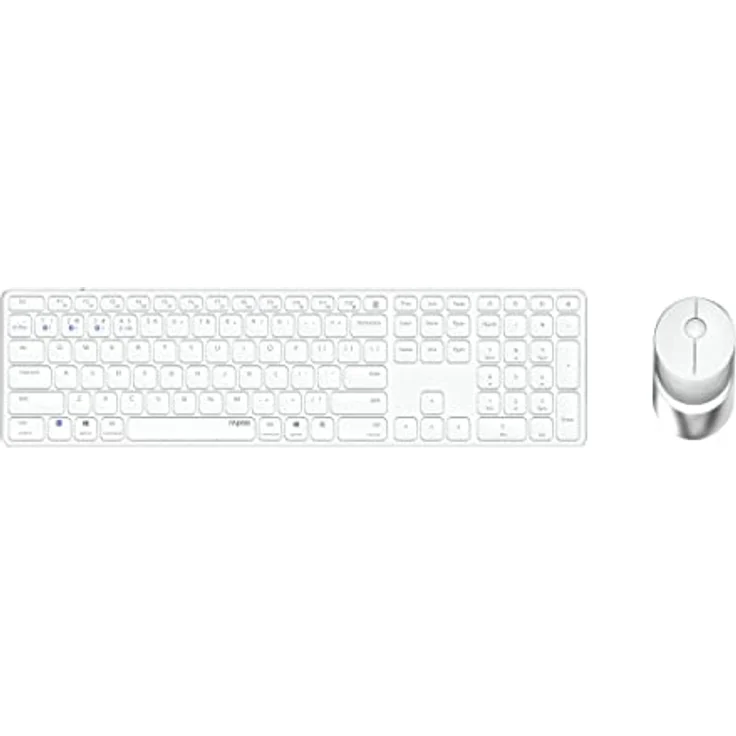 Rapoo 9850M kabelloses Tastatur-Maus Set Wireless Deskset 1600 DPI Sensor wiederaufladbarer Akku flaches Aluminium Design DE-Layout QWERTZ PC & Mac - weiß – Bild 1