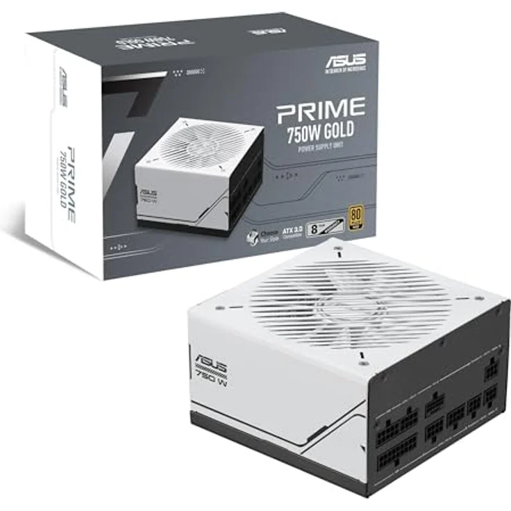 ASUS Prime 750W Gold Netzteil (750 Watt, für Allround-PCs und Gaming-PCs, 80 Plus Gold Zertifizierung, ATX 3.0 kompatibel, Lüfter mit Doppelkugellagern, schwarz/weiß) – Bild 1