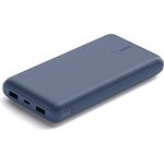Belkin tragbares USB-C-Ladegerät, 20.000 mAh, 20K Powerbank mit USB-C-Ein-/Ausgang und 2 USB-A-Anschlüssen mit USB-C/USB-A-Kabel für iPhone, Galaxy und andere Geräte - Blau