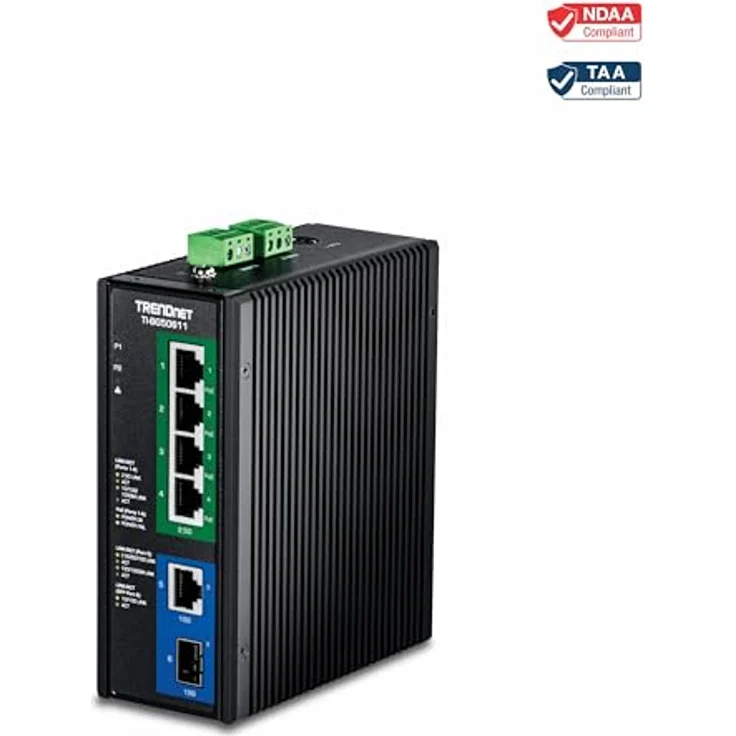 Trendnet TI-BG50611 V1.0R, Industrie Switch mit 6 Ports, 4 x 10/100/1000/2.5G (PoE++), robust, schwarz – Bild 3
