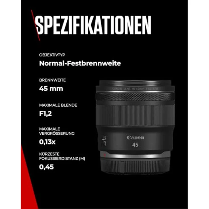 CANON RF 45mm F1.2 STM, Vollformat Objektiv für Canon R-Mount, Lichtstärke F1.2, Schwarz – Bild 8