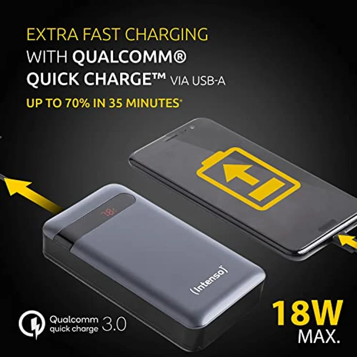 Intenso Powerbank PD 20000 - externer Akku mit Power Delivery & Quick Charge 3.0 (20000mAh, geeignet für Smartphone, Tablet, MP3 Player, Digitalkamera), Anthrazit – Bild 4