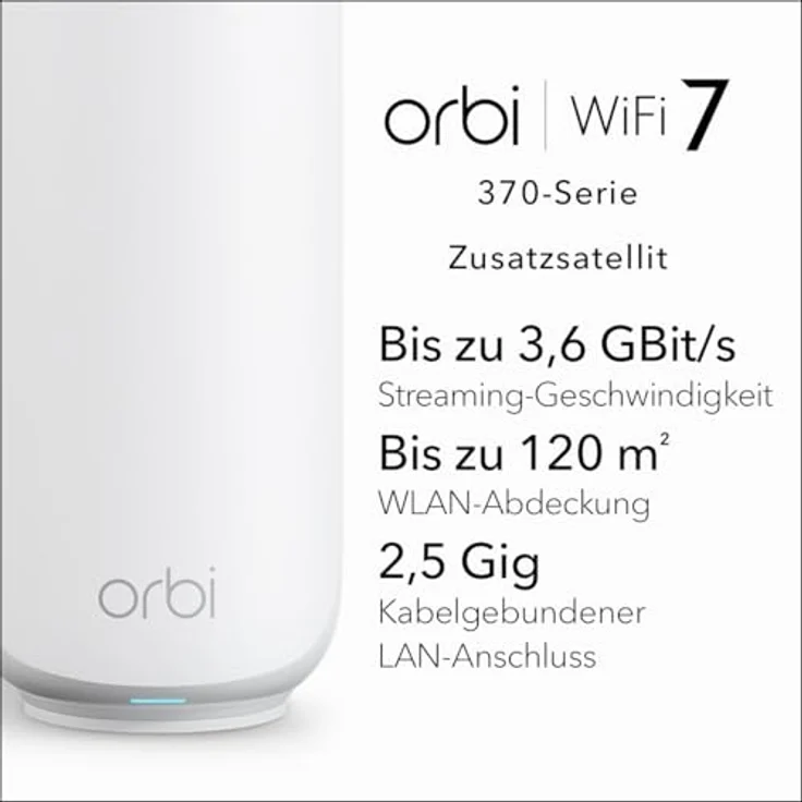 Netgear Orbi3 DB WiFi 7 Satellite, Router mit 3600 Mbit/s und 120 m² Abdeckung, Weiß – Bild 2