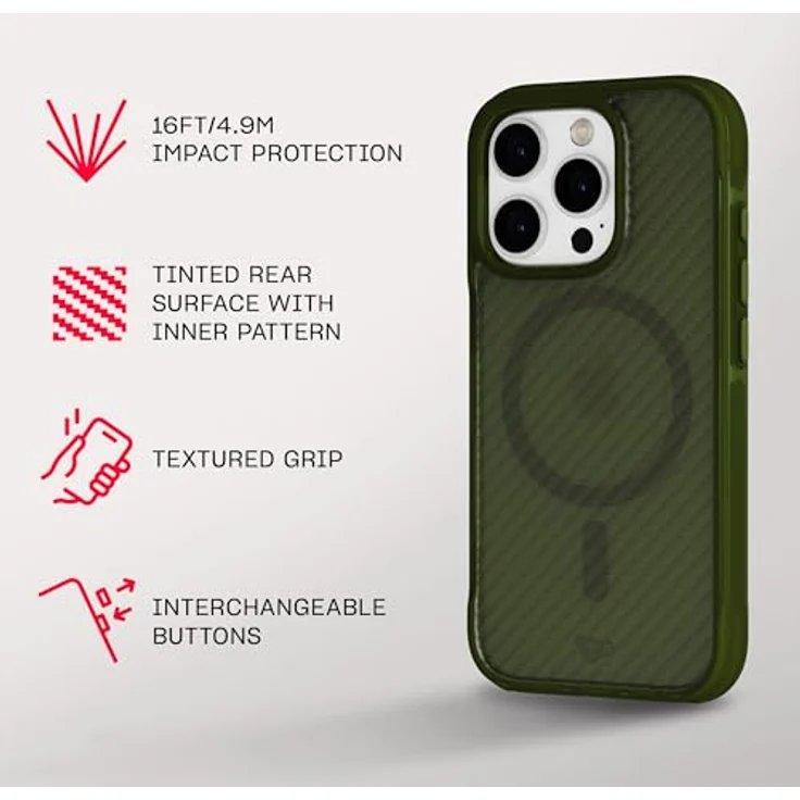 tech21 EvoArmor iPhone 16 Pro MagSafe Hülle - 21x Militärstandard getestet, Aufprallschutz, Grün – Bild 4