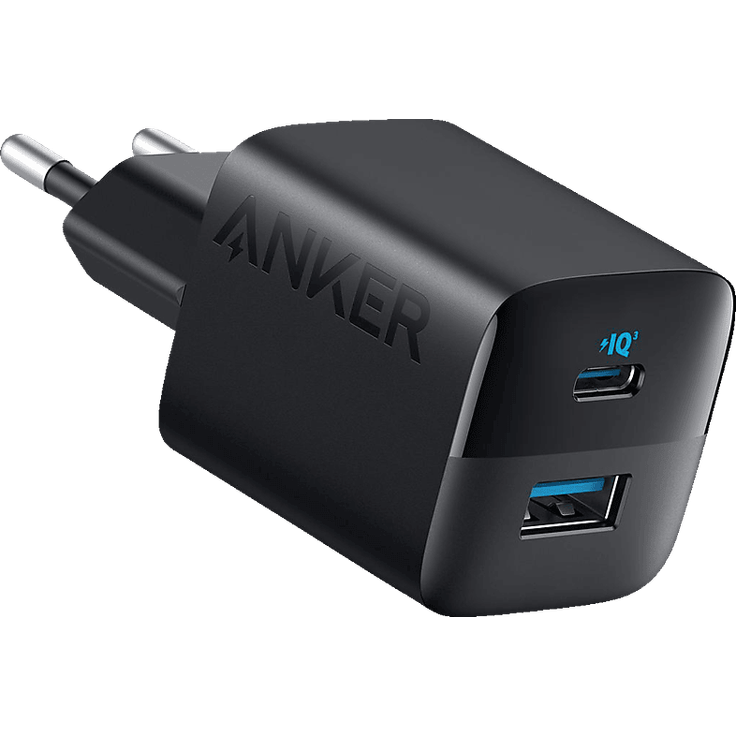 ANKER 323 Dual-Port 33W Ladegerät, schnelles USB-C und USB-A Aufladen, Schwarz – Bild 1