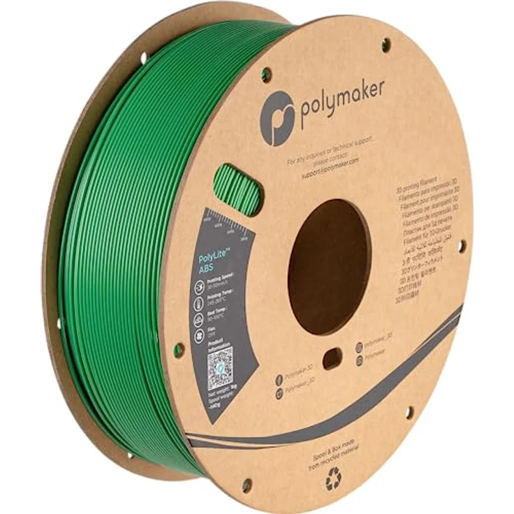 Polymaker PolyLite ABS Filament 1,75 mm, geruchsarm, grün, 1000 g, schlag- und hitzebeständig – Bild 1
