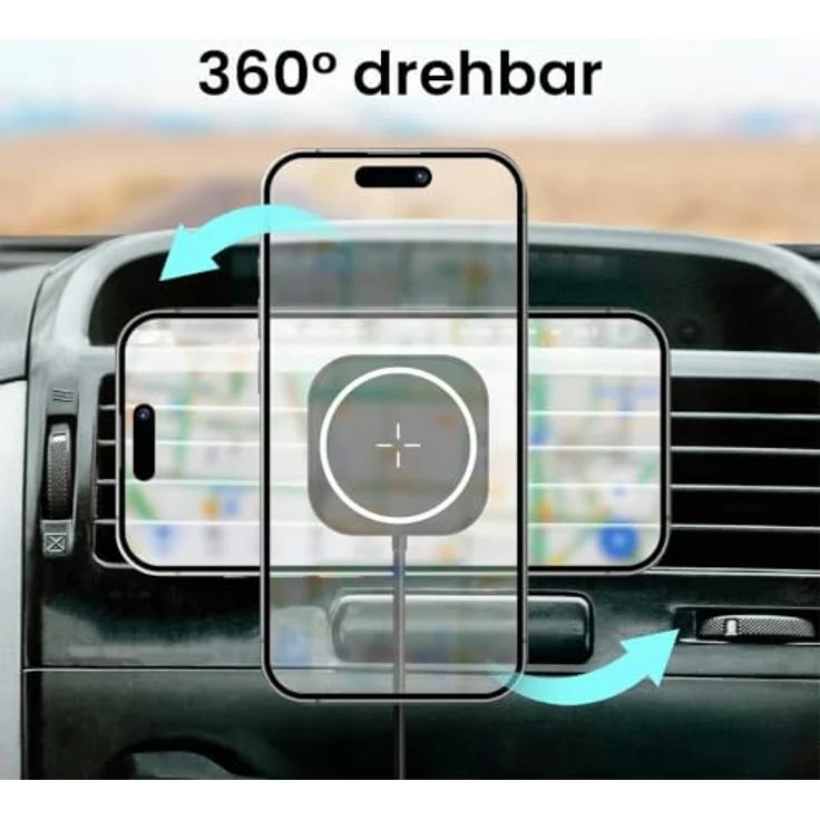 LogiLink PA0329 - Magnetische Kfz-Smartphonehalterung mit kabellosem High-Speed-Laden bis 15 W und Überspannungsschutz – Bild 4