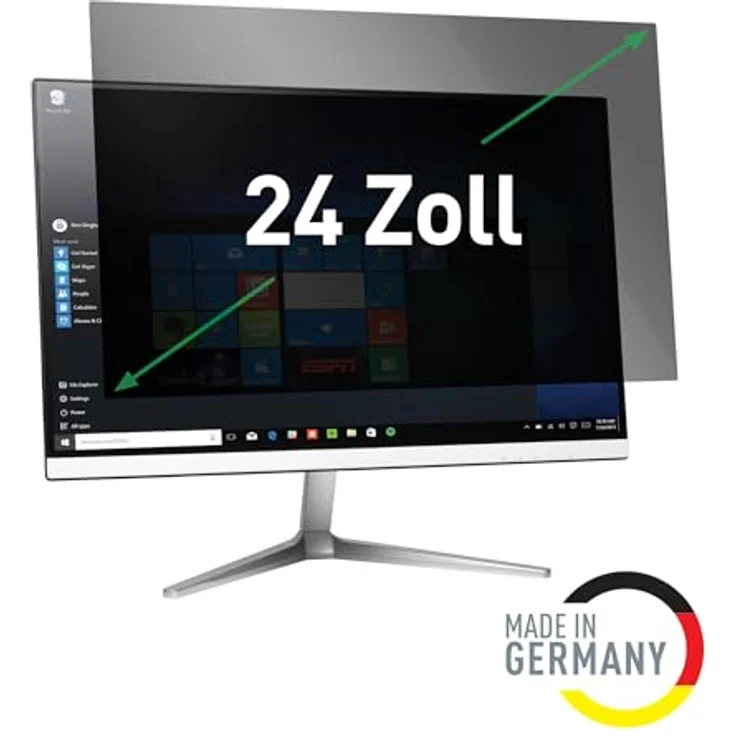 Leitz Monitor Blickschutzfilter 24 Zoll (16:9), Abnehmbare Schutzfolie mit Blaulichtfilter und Blendschutz, Beidseitig verwendbar, Touchscreen kompatibel, Made in Germany, 69020000 – Bild 3