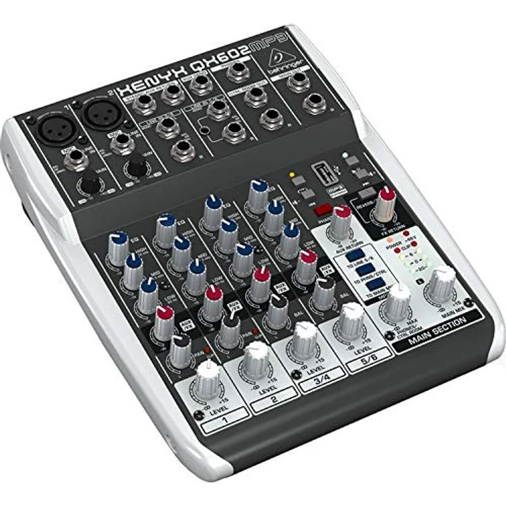 Behringer XENYX QX602MP3 Premium 6-Input 2-Bus Mixer mit XENYX Mic Preamps, British EQ, MP3 Player und Multi-FX – Bild 4
