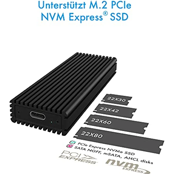 ICY BOX M.2 NVMe SSD Gehäuse, USB-C 3.1 Anschluss (Gen2, 10 Gbit-s), PCIe M-Key, Aluminium, schwarz – Bild 5
