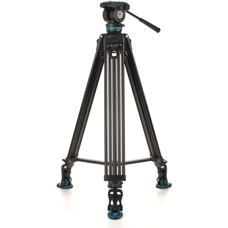 Benro KH26PC Videostativkit, Aluminium-Stativ mit Kopf, 87,5-184,5 cm höhenverstellbar, 6,8 kg Traglast, kontinuierlicher Schwenkwiderstand, Anti-Rotations-Kameraplatte – Bild 2