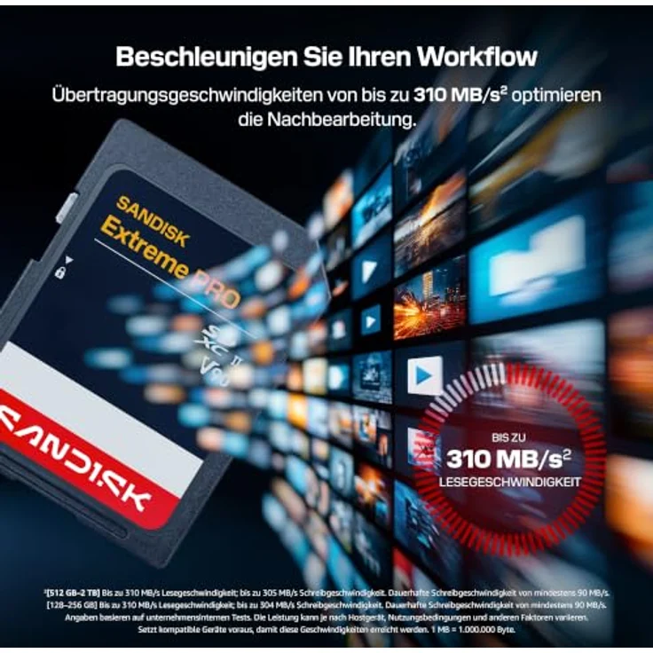 SanDisk SDXC Extreme PRO, UHS-II V90, 128 GB, bis zu 310 MB/s Schreibgeschwindigkeit – Bild 4