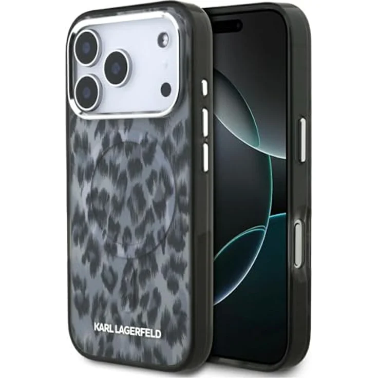 CG MOBILE Karl Lagerfeld IML Leopardenmuster Hülle für iPhone 17 Pro, kompatibel mit MagSafe, Schwarz – Bild 1