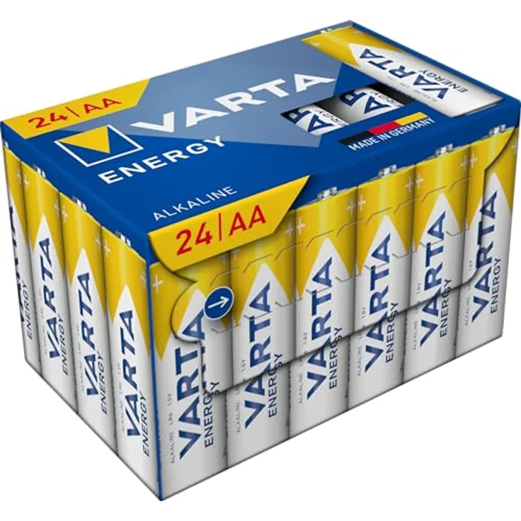 Varta Energy AA CUBE24, Alkaline-Batterien für Geräte mit geringem Energiebedarf, 24 Stück