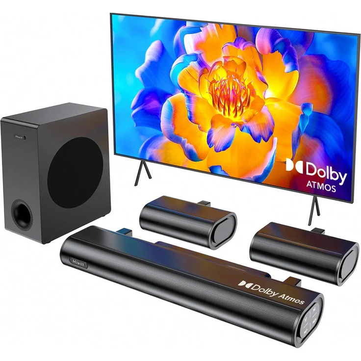Hiwill A51 5.1 Soundbar, 380W mit 5.25" Subwoofer und Dolby Atmos, Schwarz