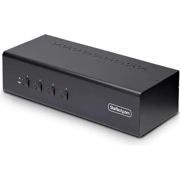 StarTech.com 4-Port KVM Switch Dual Monitor DisplayPort, 4K 60Hz, 2X USB 3.0 Hub und 2X USB 2.0 HID Ports, Hotkey/Drucktasten, KVM Umschalter für Zwei Monitore, 4 PC 2 Monitore (P4DD46A2-KVM-SWITCH)
