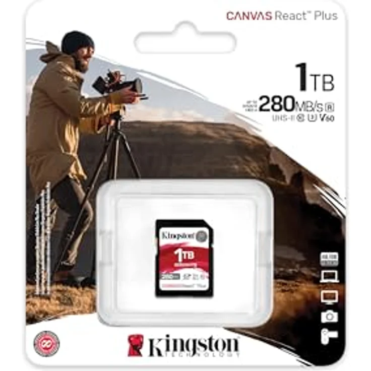 Kingston Canvas React Plus V60 SD 1TB SDXC UHS-II 280R/150W U3 V60 for Full HD/4K – Bild 3