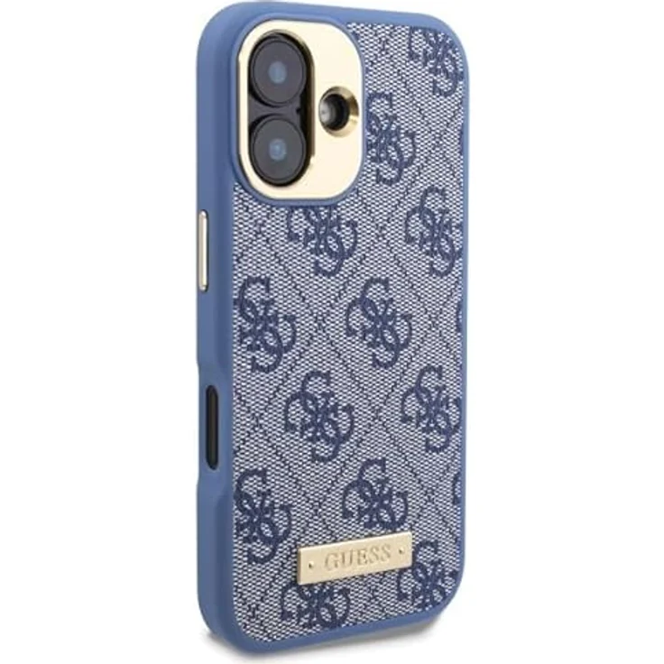 CG MOBILE Guess GUHMP16MU4GPRB Hülle für iPhone 16 Plus 6.7", Hardcase aus TPU/PC/Kunstleder, Blau, 4G Logo Plate – Bild 4