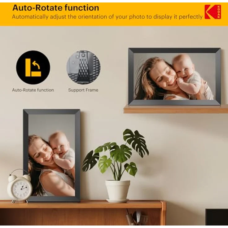 Kodak Digitaler Bilderrahmen WLAN 15.6 Zoll, HD IPS-Touchscreen, 32 GB Speicher, automatische Bilderdrehung, Schwarzer Elektronischer Bilderrahmen – Bild 3