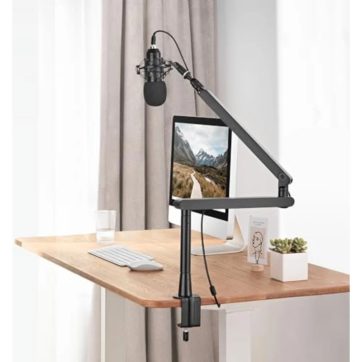 Maclean MC-971, professioneller Mikrofonhalter mit ausziehbarem Wiesenarm, max. 2 kg, Schwarz – Bild 6
