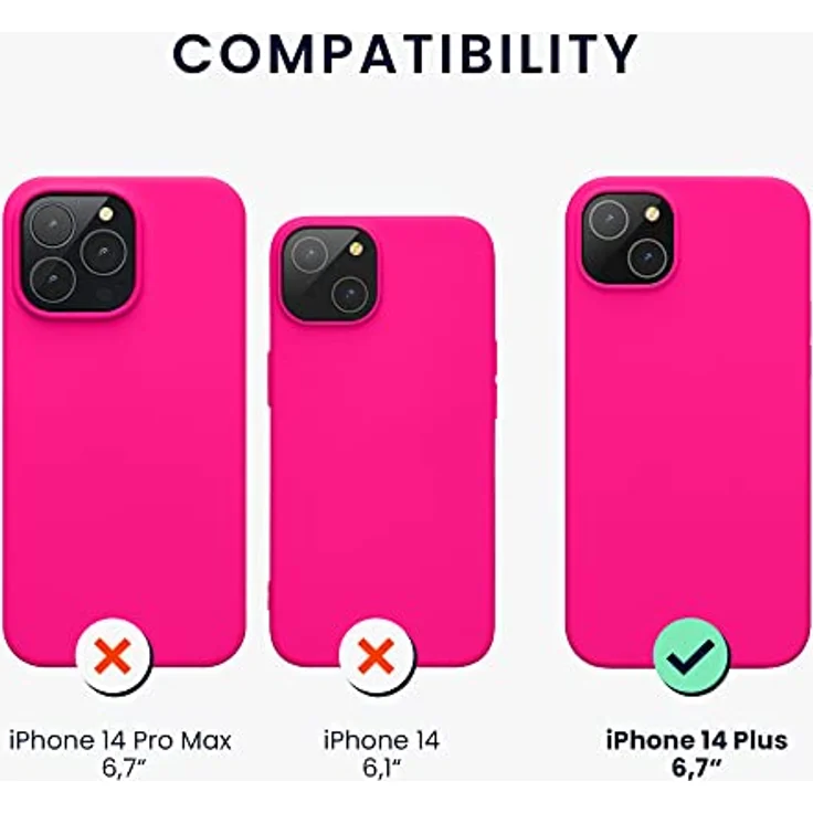 kwmobile Handyhülle für iPhone 14 Plus, Silikon Case in Neon Pink, stoßfest mit Anti-Rutsch Oberfläche und kabellosem Laden – Bild 2