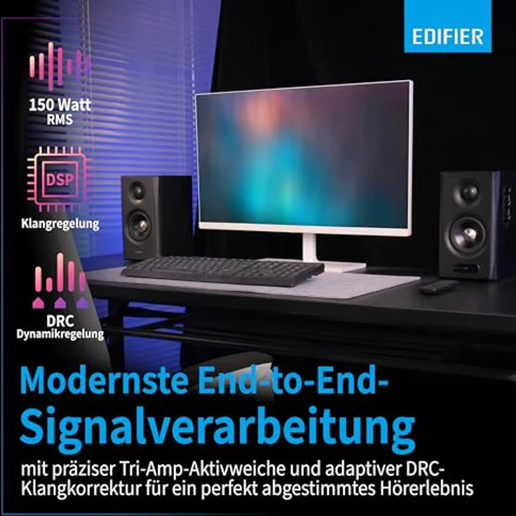 Edifier S355DB 2.1 Lautsprechersystem, 150W RMS mit kabellosem Subwoofer, digitale Signalverarbeitung, Walnuss – Bild 5