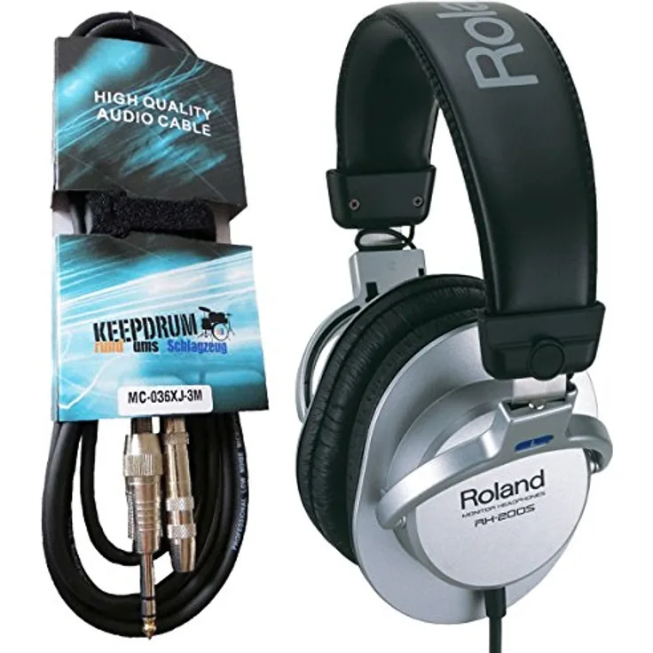 Roland RH-200S Monitor Kopfhörer Silver + keepdrum Verlängerungskabel 3m