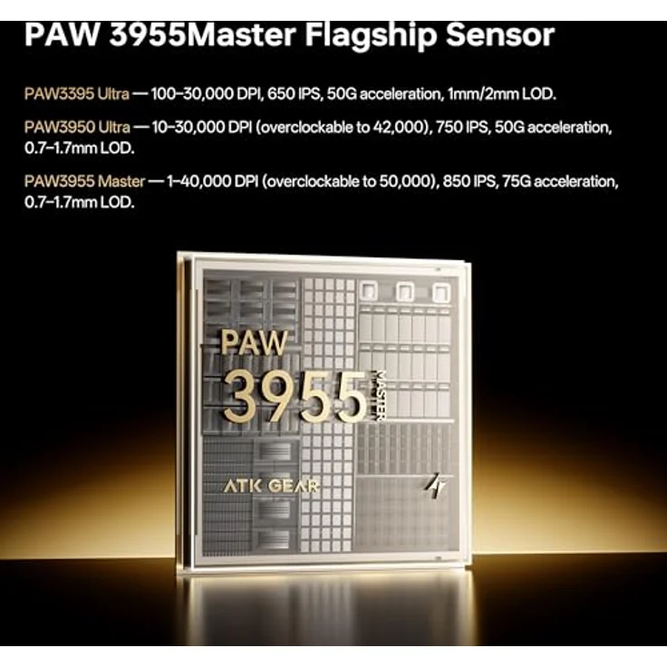 ATK A9 Mini+ Gaming-Maus, kabellos mit PAW3955 Sensor, 8K Hz Polling Rate, weiß – Bild 4