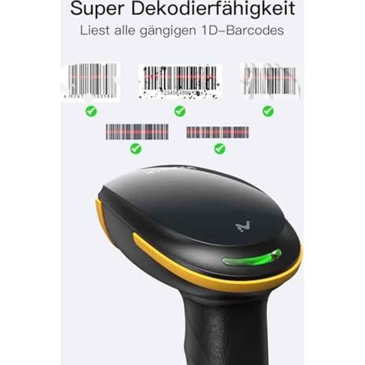 Inateck BCST-21 KI, Kabelloser 1D Barcode Scanner mit Bluetooth, 2000mAh Akku, 3 Monate Akkulaufzeit, Unterstützung für Inateck App und SDK, extrem robust – Bild 2