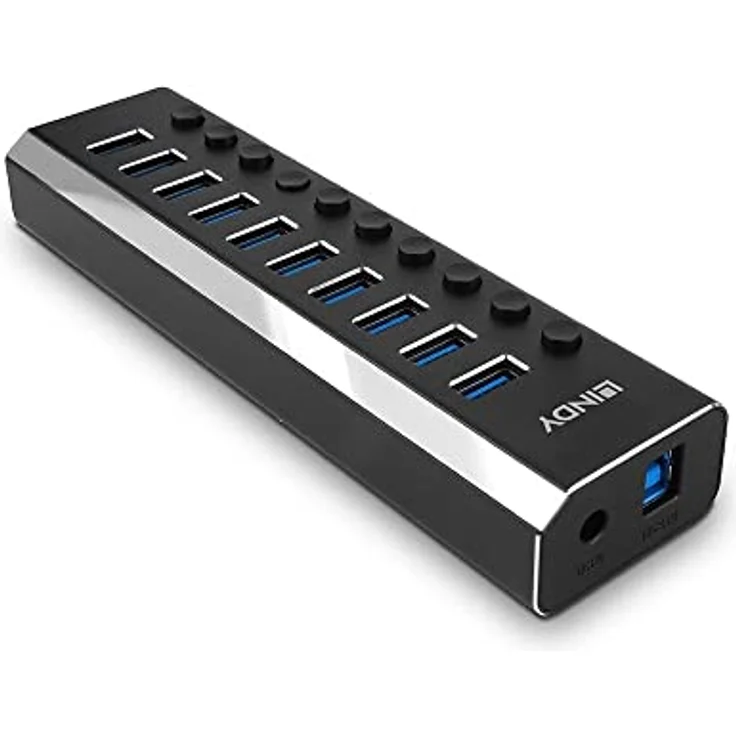 Lindy 10 Port USB 3.0 Hub mit EIN-/Aus-Schaltern – Bild 1