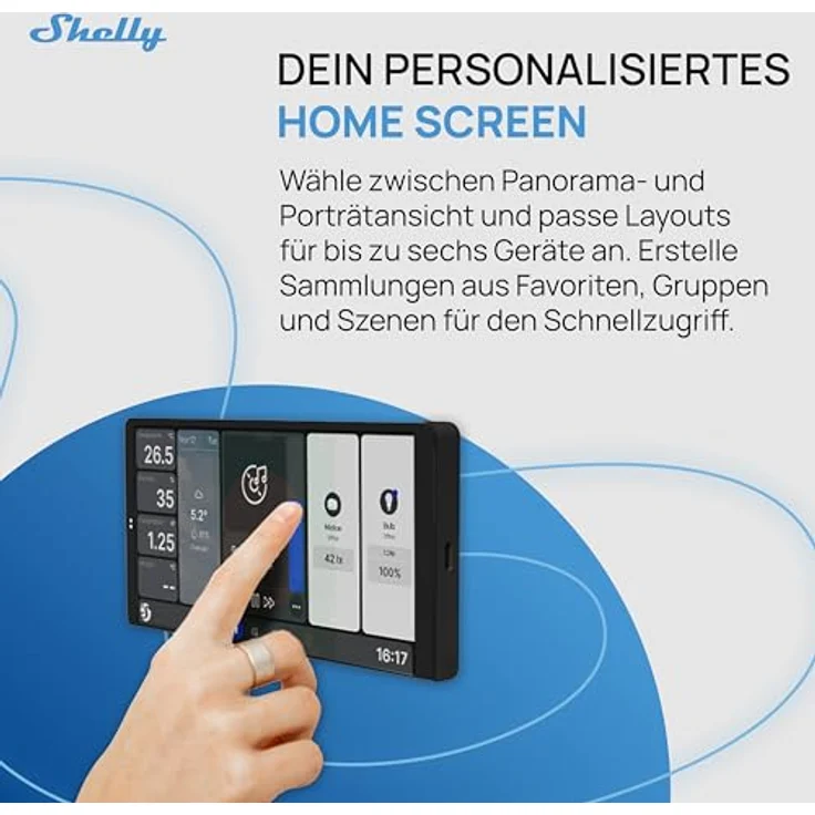 Shelly Wall Display X2 Black, Smart Home Hub mit BLU H&T Sensor für Temperatur, Luftfeuchtigkeit und Lichtsteuerung, Schwarz – Bild 4