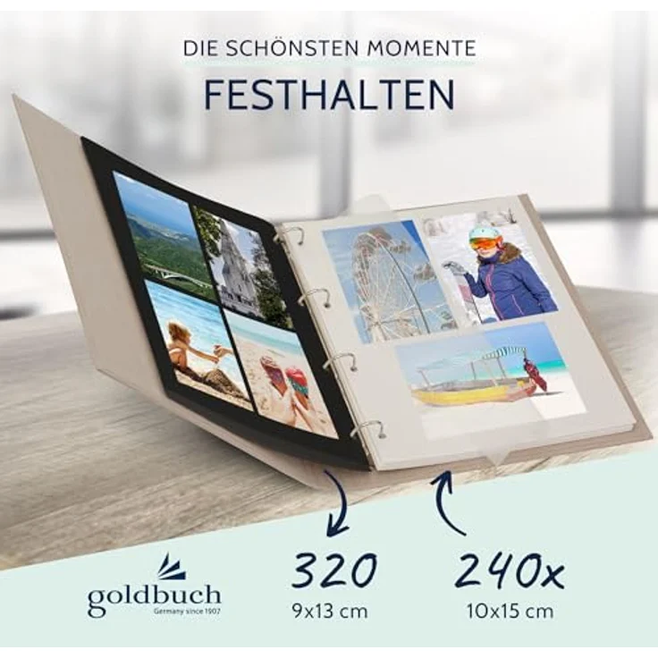 goldbuch Ringbuch A4 Bella Vista Trend, Leinenumschlag, 2-Ringmechanik, beige – Bild 7