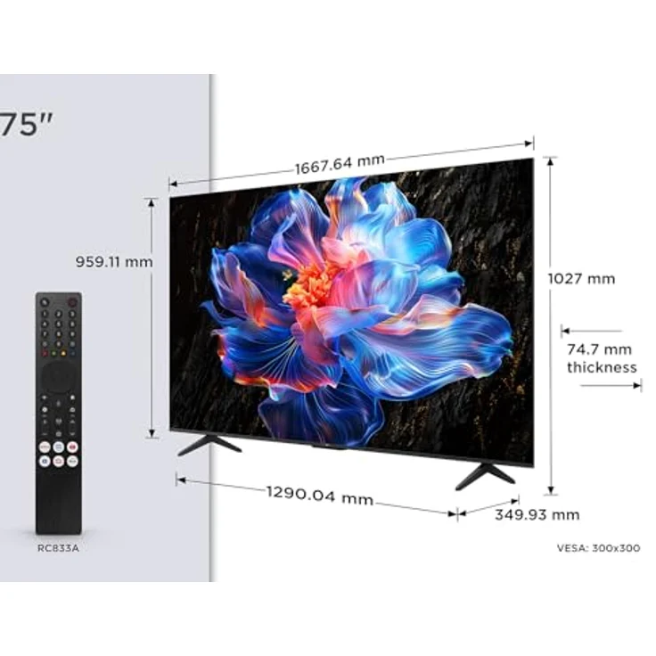 TCL 75V6C 75 Zoll 4K HDR Smart TV mit Google TV, Dolby Audio, HVA-Panel und Gaming-Funktionen – Bild 2