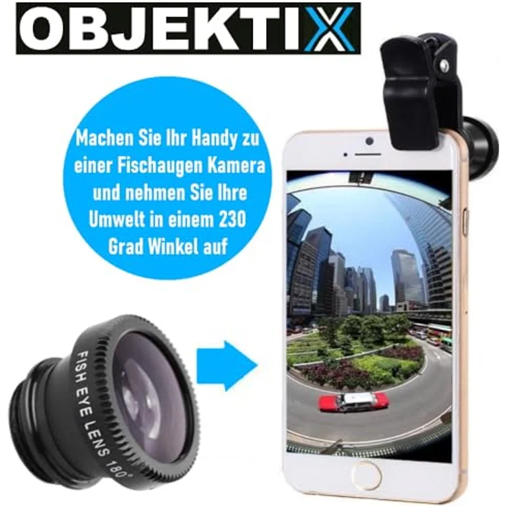 MAVURA OBJEKTIX Universal Handy Objektiv Set 3in1 Smartphone Linsen - Fisheye + Weitwinkel + Makro Kamera, schwarz - Preisvergleich – Bild 3