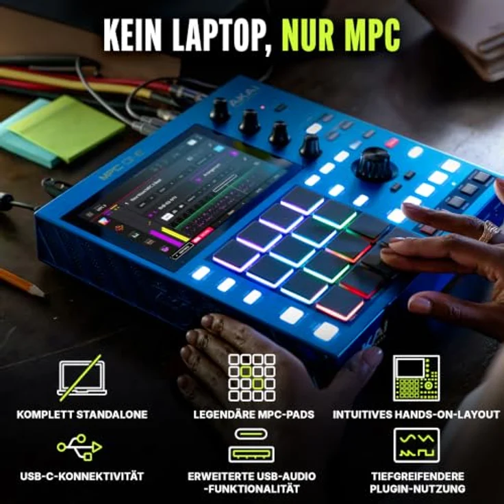 Akai Professional MPC One G2, Standalone Musikproduktions-Center mit 7-Zoll-Touchscreen, 8-Core-Prozessor und USB-C-Konnektivität – Bild 2