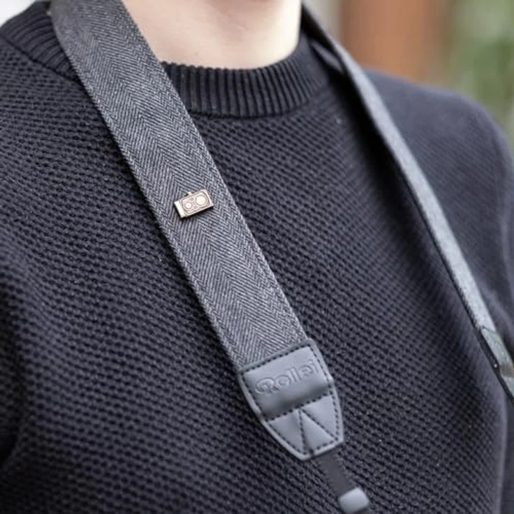 Rollei Kameragurt Schwarz, Verstellbarer Schultergurt 84cm-135cm für DSLR-Kameras bis 10 kg Traglast mit Vintage-Design und hohem Tragekomfort – Bild 3