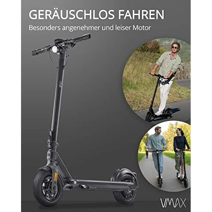 VMAX E-Scooter VX2 PRO GT-B | 500W Motor & 28% Steigfähigkeit | E-Roller Mit Straßenzulassung In D | 130kg max. Belastung | Schwarz – Bild 4