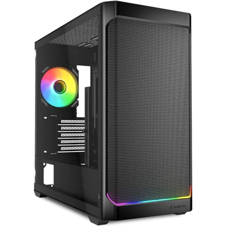 Sharkoon MK4W RGB Strip Black, mATX PC-Gehäuse mit vollem RGB-Beleuchtungssystem – Bild 1