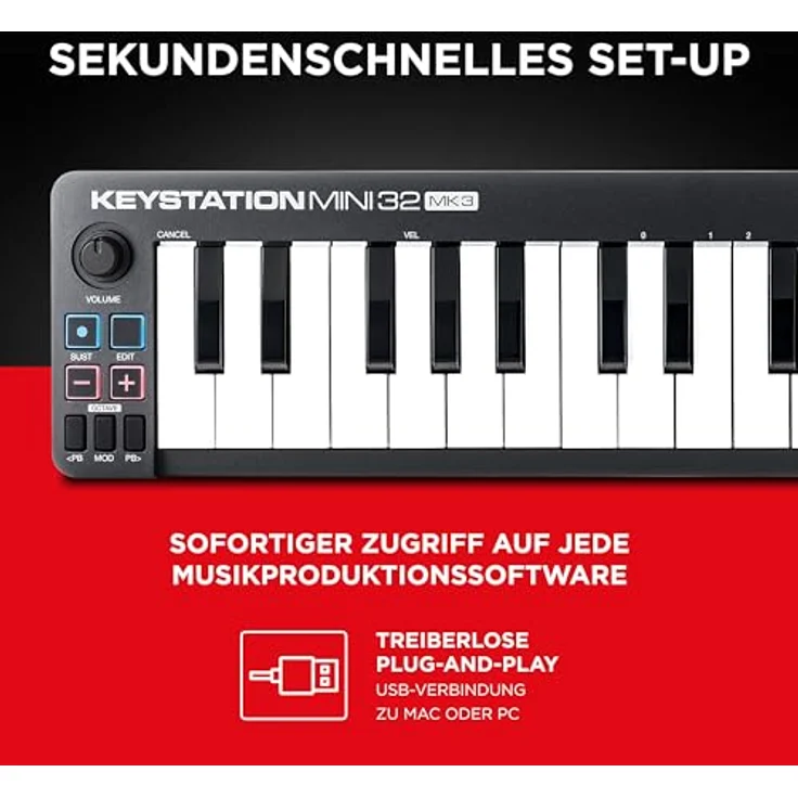 M-Audio Keystation Mini 32 MK3 - Ultra-portabler Mini USB MIDI Keyboard Controller mit ProTools First | M-Audio Edition und Xpand!2 von Air Music – Bild 6