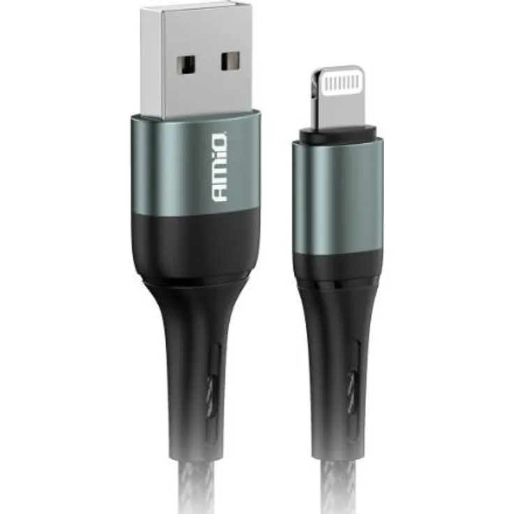 AMiO USB-Ladekabel 03913, 100 cm, USB-A auf Lightning, 3A Schnellladekabel in Schwarz