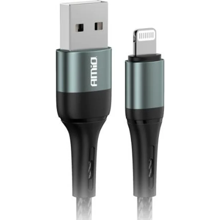 AMiO USB-Ladekabel 03913, 100 cm, USB-A auf Lightning, 3A Schnellladekabel in Schwarz
