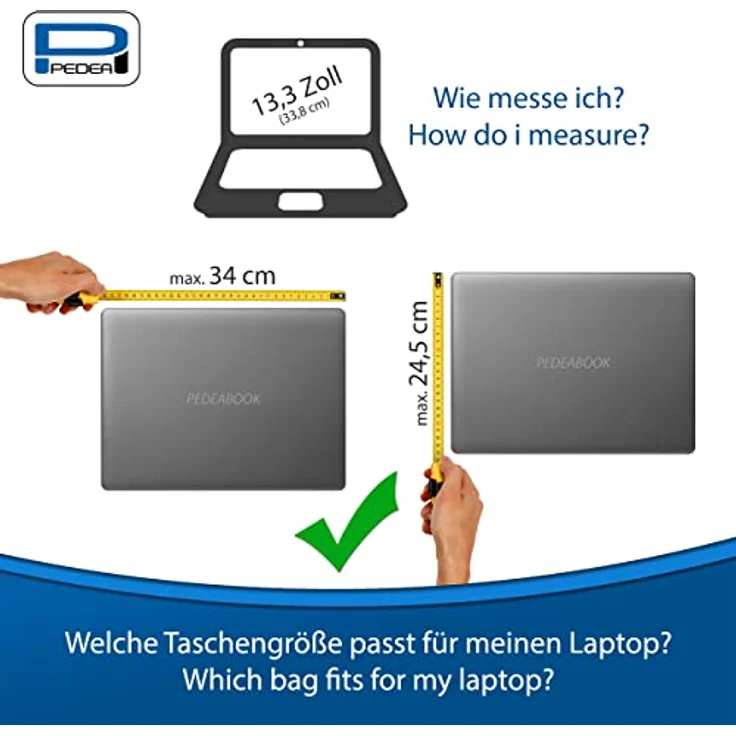 Pedea Laptoptasche Fashion bis 13,3 Zoll - Laptop Umhängetasche mit Schultergurt - Laptophülle rosa/schwarz - Notebooktasche für Damen & Herren – Bild 4