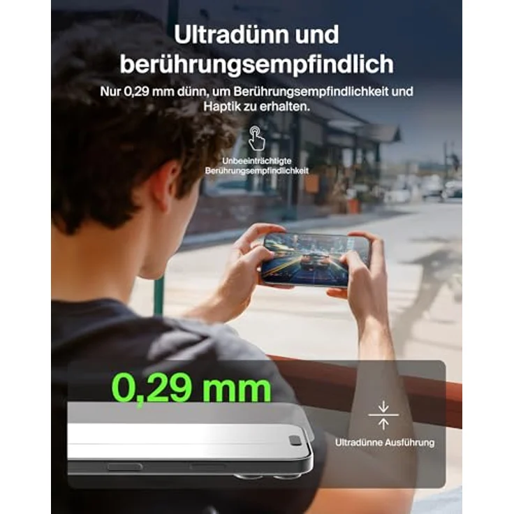 Belkin UltraGlass 2, Displayschutzfolie für Apple iPhone 17 Pro, transparent, 2,7 mal widerstandsfähiger als Hartglas, nur 0,29 mm dünn, antimikrobielle Beschichtung – Bild 6