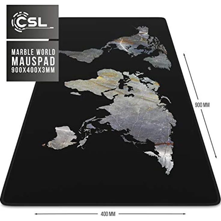 CSL-Computer TITANWOLF XXL Mauspad Gaming Titanwolf 900x400 mm - verbessert Präzision und Geschwindigkeit - Weltkarte – Bild 3