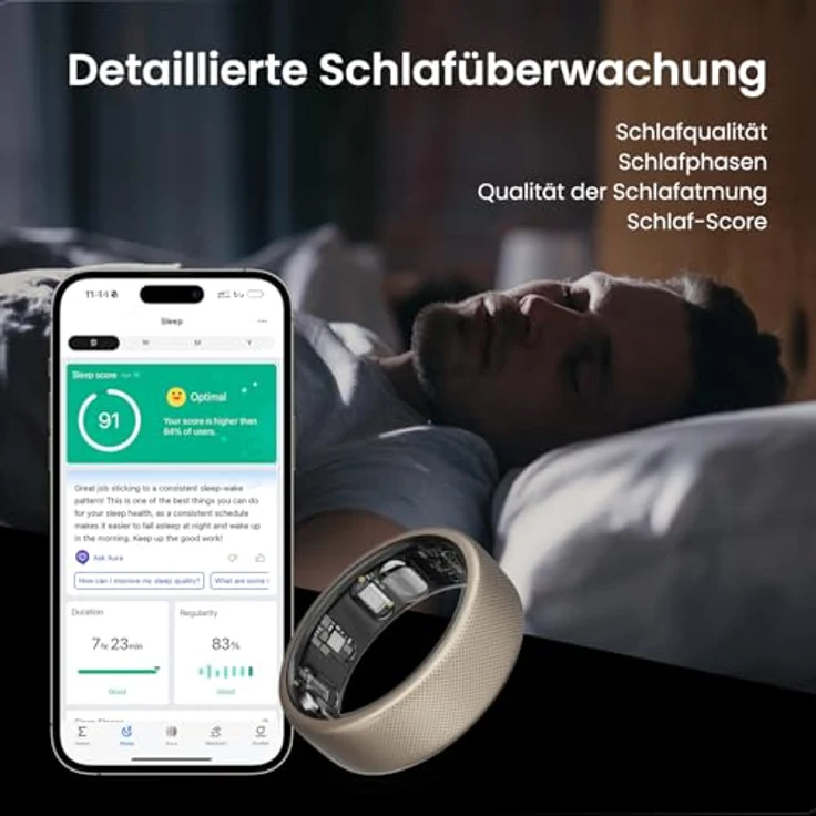 Amazfit Helio Ring Größe 12, Smart Ring mit Schlafüberwachung, Herzfrequenzmessung, 10 ATM Wasserdichtigkeit - 3,82g ultraleichter Fitness Tracker mit bis zu 4 Tagen Batterielaufzeit – Bild 4