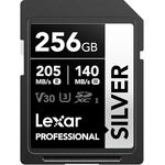 Lexar Silver SD Karte 256GB, UHS-I SDXC mit 205 MB/s Lesegeschwindigkeit, 140 MB/s Schreibgeschwindigkeit, V30, U3, C10, 4K UHD Video und lebenslanger Datenwiederherstellung